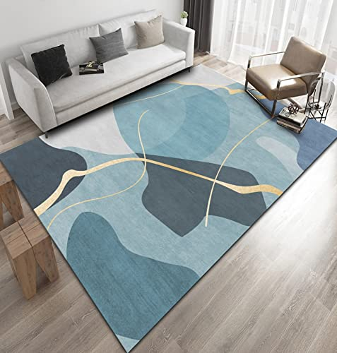 Teppich Room dekor,Blau Schwarz Gelb Tinte Geometrisches Design Strapazierfähiger Teppich Wohnung deko,Teppich 200x300cm