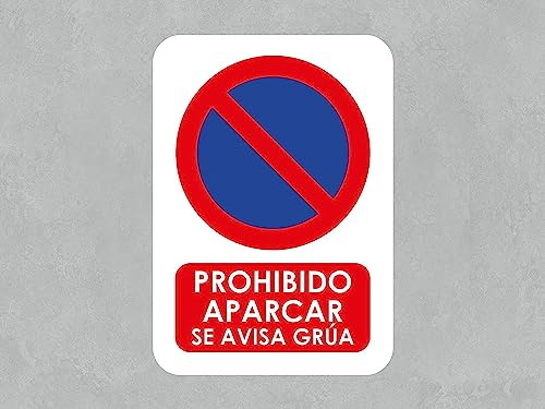 Oedim Pack de 5 Señaléticas Prohibido Aparcar Se Avisa Grúa, 14,85x21cm, Duradera y Económica, Fabricado PVC