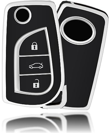 OFFCURVE Schlüsselhülle Autoschlüssel Hülle, Schlüsselcover Schlüsselgehäuse Schlüssel Schutzhülle Passt für Toyota RAV4 Scion TC IM Corolla Prius Yaris Aygo Auris Camry Avensis Peugeot 108 Citroen C1