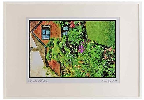 English Country Gardens UK GB 131014 - Mixed Perennial Border - Geraniums, Cranesbill, Erigeron A2 Picture Frame Limited Edition A3