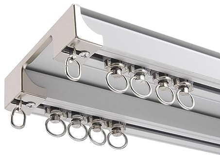 TZUFA Schwerlast-Vorhangschienen Gardinenleisten 2 Läufig Deckenmontage Vorhangschiene Aluminium Für Wohnzimmer, Schlafzimmer, Raumteiler (Color : White-b, Size : 3.6m(3 * 1.2m))