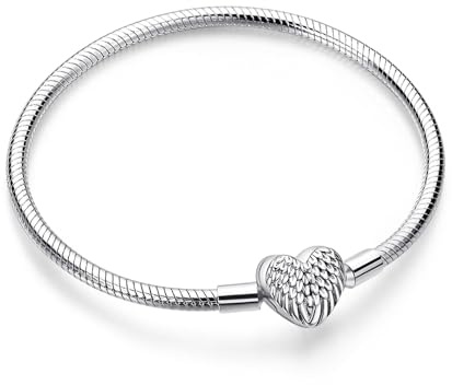 Jokmeo Damen Armband aus 925 Sterlingsilber, Moments Schlangen Gliederarmband für Pandora, kompatibel mit Charm Anhängern, passend für Frauen und Mädchen（Wing 20CM）
