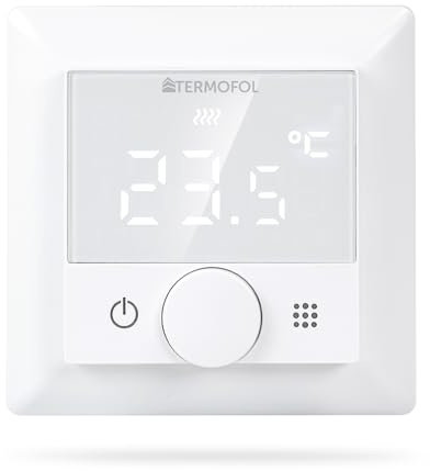 Termofol Thermostat connecté pour chauffage par le sol TF-H5 - Thermostat connecté électrique - Thermostat programmable avec câble - Lame chauffante thermostat - Blanc