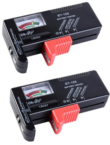 Leadigol 2 Pieces Digital LCD Battery Tester,Battery Tester Universal Black BT168 Battery Tester for AA AAA Button Cell for C/D/9V/1.5V Volt Tester Digital Tester,Household Batteries Model