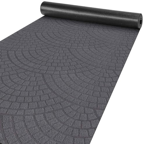 ANRO Teppich Läufer Küchenläufer Küchenteppich Läufer Flur Teppich Velours rutschfest waschbar für Flur, Schlafzimmer, Wohnzimmer, Küche Davis Anthrazit 100 x 200cm