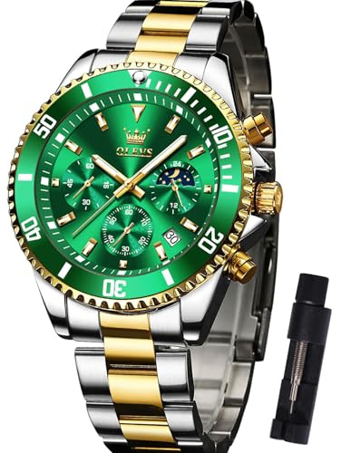 OLEVS Edelstahl Uhren Herren Wasserdicht Leuchtende Modern Großes Herrenuhren Metallarmband Analog Kleid Armbanduhr Herren mit Datumsanzeige