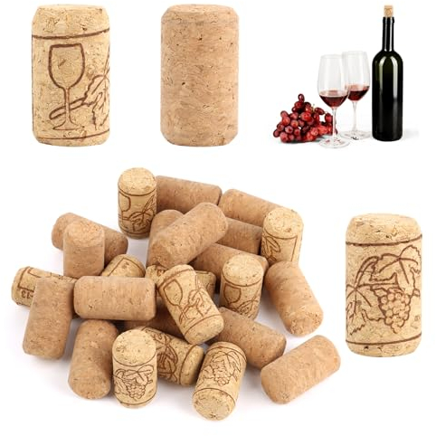 25 Pezzi Tappi di Sughero per Bottiglie di Vino, Tappi in Sughero Riutilizzabili, Sughero Naturale per Vino o Decorazioni Creazione Bricolage e Artigianato