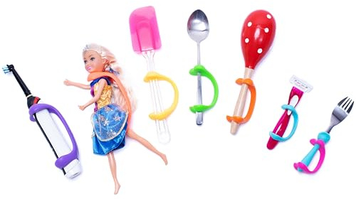 AIDBONES Universellt handledsband för Gripphjälp, Bestickadapter, Händer med Begränsad Rörlighet, Brist på Styrka, Demens, Stroke, Artrit, ALS, Cerebral Parese, (Spädbarn till Vuxen, 7-pack)