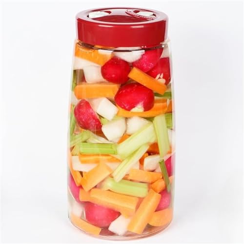 XXWZJH Bocal de fermentation avec double valve de ventilation, couvercle de sas, pot à cornichons, récipient à kimchi, kit de fabrication pour choucroute, hydromel, vin (2,2 litres)