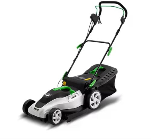 FfiMe Electric Lawn Mower, 1800W, 45L Large Grass Box, 38cm Cutting Width, 6 Adjustable Cutting Heights (20-70cm), Foldable For Storage, Cordless Lawn Mower