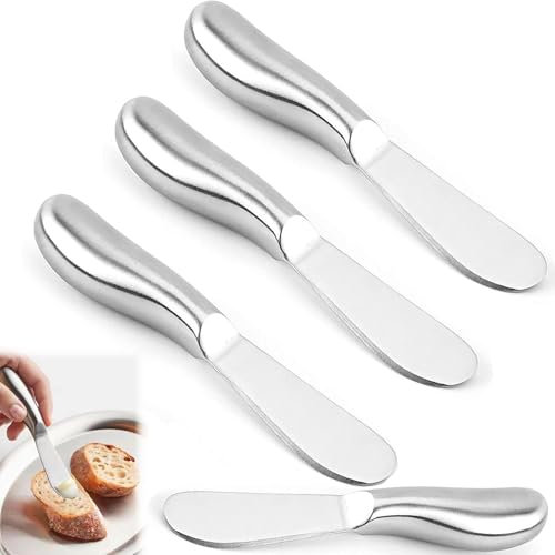 4 Pièces Couteau À Beurre, Épandeur de Fromage en Acier Inoxydable, Coupe Beurre en Acier Inoxydable, Set de Couteaux À Dessert, Couteau À Beurre, Couteau À Dessert pour Beurre, Fromage, Argent
