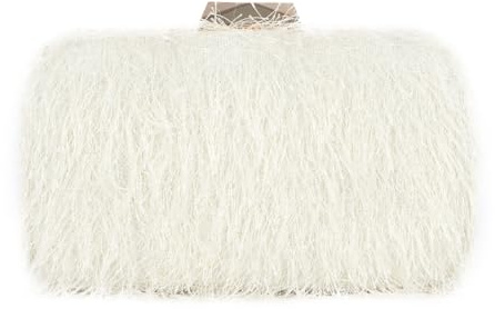 SUKUTU Bolso de Noche de Plumas para Mujer Hombro Caja Bolso con Cadena Borla para Boda y Fiesta