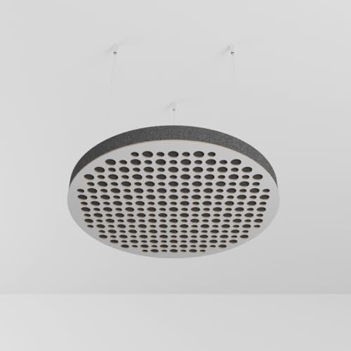 2 Pack — Ceiling Acoustic Sound-Absorbing Diffusion Panel with mounting kit | Acoustic Cloud Panel | Color: (White | CIRCLES)