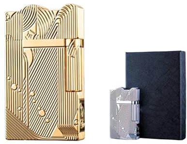 Sanji-Feuerzeug, Kerosinfeuerzeug, wiederverwendbares Vintage-Ölfeuerzeug, geeignet for Sammelgeschenke im Freien, Geschenkbox-Verpackung(Gold)