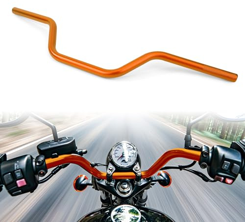 Tunejoy Guidon de Moto de 22 mm Guidon 7/8 Universel pour ATV Dirt Pit Bike Quad Go Kart Motocross Longueur Totale: 700 mm Orange