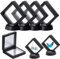 SIRLOMU 4 Piezas Marco Flotante Marco de Monedas Soporte de Exhibición con Base para Anillo Collar Pulsera Pendientes Monedas Joyas Medallas (9×9×2cm) (Negro)