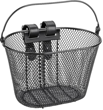 Hellery Cestino per Bici per Bambini Cestino per Manubrio Anteriore Cestino per Bicicletta per Bambino in Filo di Ferro Cestino per Ciclismo per Ragazzi Che, Nero