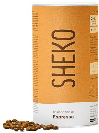 SHEKO Balance Shake Espresso - 21 Cremige Mahlzeitenersatz Shakes zum Abnehmen - Proteinreich, Glutenfrei & Natürlicher Geschmack - Abnehmen Shake