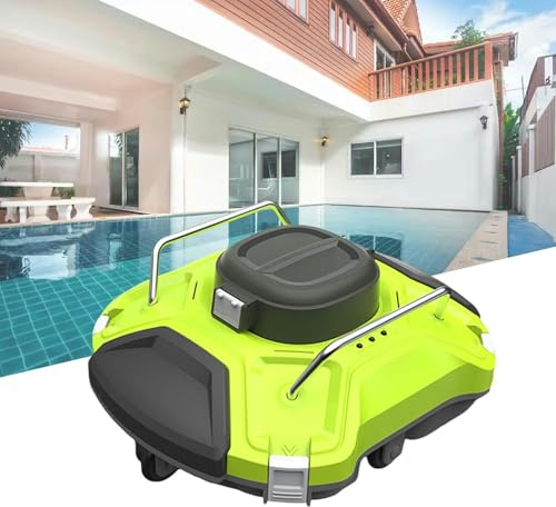 WQZzjm Aspirafoglie per Piscina, pulitore Automatico subacqueo per Piscina, 4 Clip per Fissare Il Contenitore di Raccolta delle Foglie, Piscina Piatta Fuori Terra/interrata