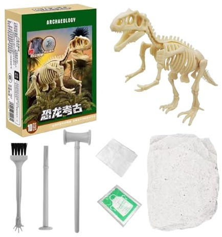 Dinosaurier-Ausgrabungsset – Kreide, Armierbares Skelett, Größe für kleine Kinder, Entdeckungsspielzeug | fossiles Lernset mit Werkzeugen zum Lernen und Dekorieren von Regalen