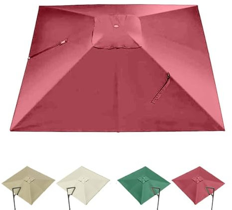 QSPNVFB Carré Auvent De Parasol Déporté 3x3m 8 Côtes Toile De Rechange pour Parasol Jardin Couverture De Rechange pour Parasol Piscine Anti-Ultraviolet(Wine Red,3x3 m (10'x10') Single Top)