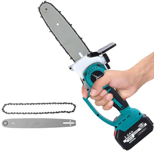 Mini tronçonneuse électrique sans fil, sans fil, avec verrouillage de sécurité et sans balais, petite tronçonneuse électrique portable, outils de jardin pour l'élagage de branches, la coupe du bois