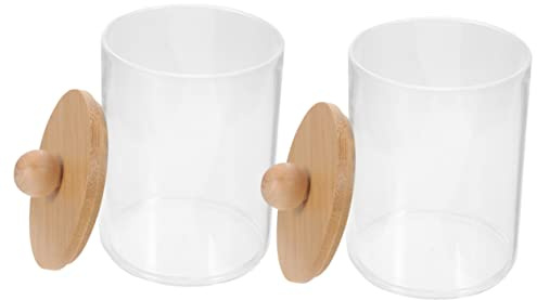 WRITWAA 2 pièces Boîte Rangement Maquillage Transparente Distributeur Tiges et Organisateur Coton Tige pour Salle de Bain Conteneurs Pratiques et Durables pour et