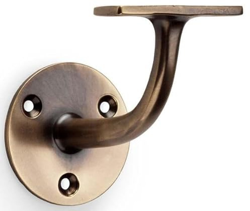 Alexander & Wilks Architectural Handrail Bracket 80mm, Solid Brass - Antique Brass