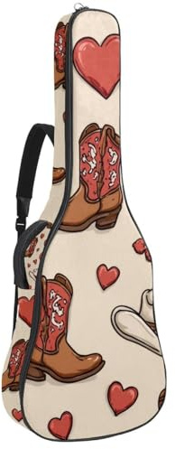 Gitarrentasche, Retro-Cowboyhüte, Western-Kollektion, gepolsterte Tasche für Akustikgitarre, Rucksack mit verstellbaren Schultergurttaschen, Mehrfarbig 02, 42.9x16.9x4.7 in, Lässiger Tagesrucksack