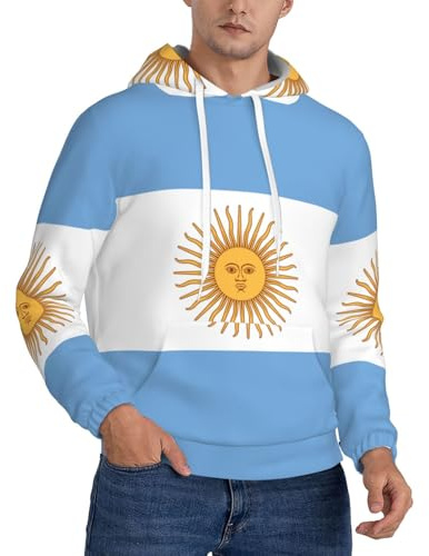 Sudadera con Capucha con Gráfico De República Argentina Bandera para Hombre - Tejido Elástico Y Transpirable, Bolsillo De Canguro, Corte Holgado Y Cómodo