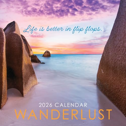 2026 Vandringslust och resor 30,48 cm x 30,48 cm fyrkantig hängande väggkalender med fantastiskt naturlandskap från hela världen - ingen plast, miljövänlig. Dagligen, veckovis, 12 månaders planerare