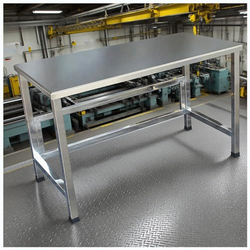 Tavolo da lavoro alto 78 cm in acciaio inox 304 ispessito, design con bordo smussato, piedini antiscivolo, resistente banco da lavoro per cucina, garage, officina, uso industriale