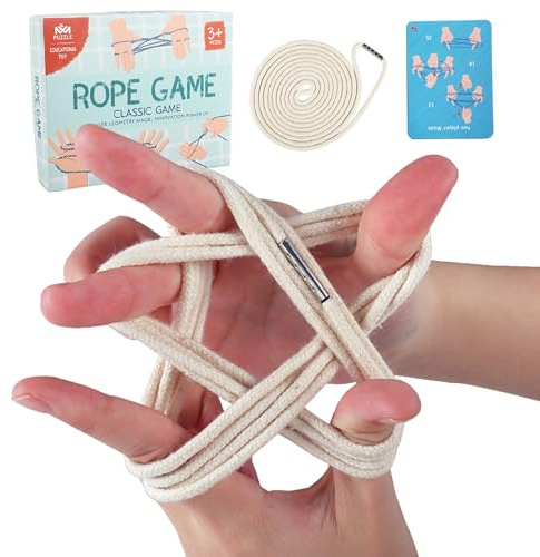 Suxdlan Cats String Toy - Elastic Cotton Rope with 10 Instruction Cards for Kids Adults