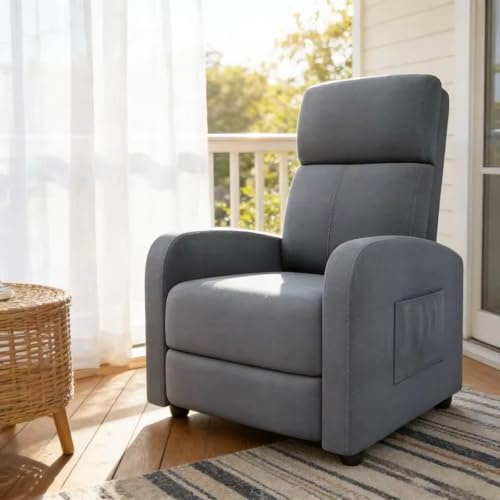 Acekool Relaxsessel mit Liegefunktion bis 150 kg belastbar – Verstellbarer Fernsehsessel & Ruhesessel aus Leinen, bequemer Liegesessel/Polstersessel für Wohnzimmer & Schlafzimmer Dunkelgrau