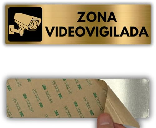 LEIASA | Señal Zona Videovigilada - 5x18 cm - Aluminio - Cámaras Vigilancia | Cartel Videovigilancia, Placa Aviso CCTV, Letrero Circuito Cerrado Grabando, Adhesivo Videocontrol, Rótulo Disuasorio