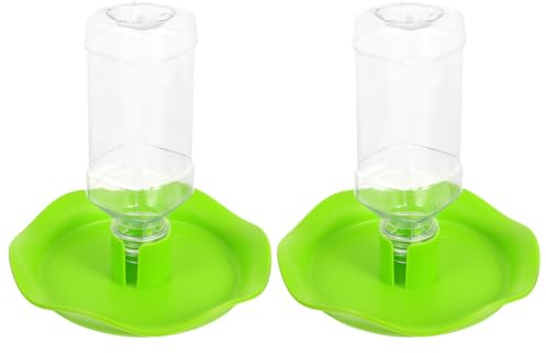 CLISPEED 2 juegos de cuenca de agua para reptiles con botellas, alimentador de agua de plástico en forma de hoja de loto para dragón barbudo y reptiles, prevención de derrames, diseño antideslizante