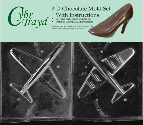 Juego de 2 moldes para chocolate, figura de avión, incluye moldes en 3D e instrucciones (idioma español no garantizado), de Cybrtrayd, M301AB
