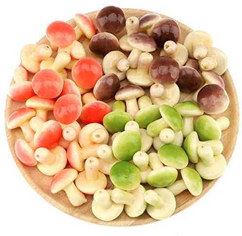 Gresorth 30pcs Mini Artificial Mushroom Decoration Fake Vegetable Ornament Lifelike Faux Fruit Model for Home Kitchen Party