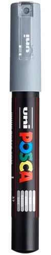 uni-ball 186733 - POSCA Marker mit extra feiner Rundspitze, grau
