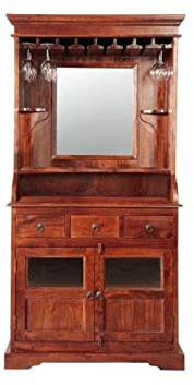 MASSIVMOEBEL24.DE | Oxford Bar Akazie, Farbe:Dunkelbraun lackiert, Größe:97x52x193 cm (BxTxH)