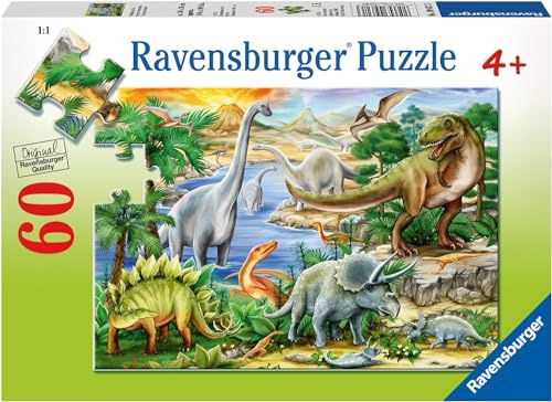 Ravensburger Prehistoric Dinosaur Life 60 Piece Jigsaw Puzzle for Kids Age 4 Years Up - Eductional Toys & Games for Children