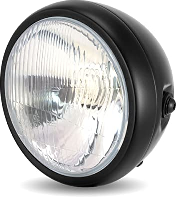 6 Schwarz Metall H4 Retro Vintage Motorrad Scheinwerfer Projekt Cafe Racer Scrambler