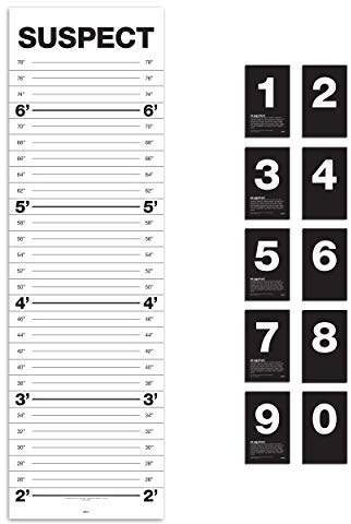 Suck UK Mugshot Messlatte für Kinder und Erwachsene, für Partys und Fotoautomaten, Weiß/Schwarz