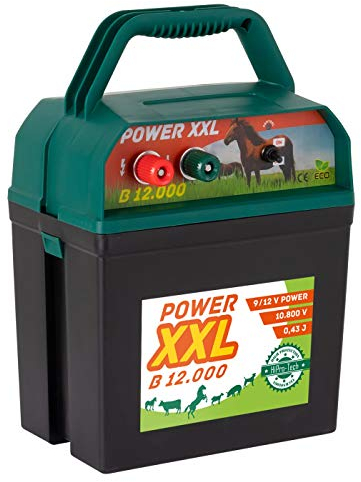 Power XXL B 12.000 Starkes Weidezaungerät 9V/12V Megapower, Elektrozaungerät für einen sicheren Weidezaun, Rind Pferd Pony Hund Katze Schaf Geflügel