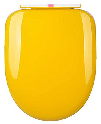 TONGQU WC-Sitz U-Form, WC-Sitz mit Absenkautomatik mit Schnellverschluss, verstellbare Scharniere, Universal-WC-Sitz, einfach zu montieren und zu reinigen,Gelb