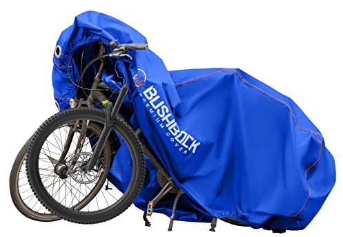 BUSHBOCK® Premium Cover - wasserdichte & wetterfeste Fahrradgarage aus Ultra reißfestem Material - Extra stark - Schutzhülle für 1-3 Fahrräder (Größe XL)
