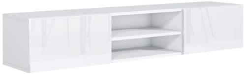 meble masztalerz Meuble TV Blanc Façades Brillantes 120x35x29, 5 cm