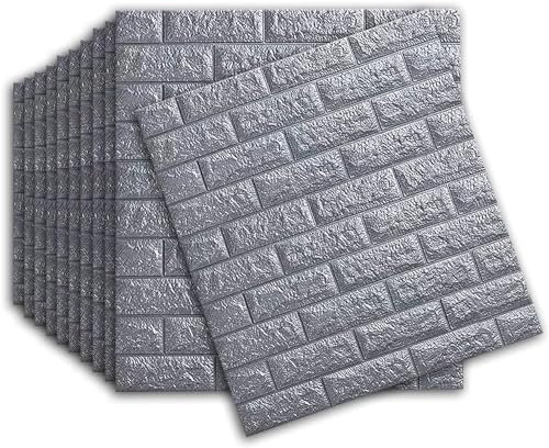 Carta da Parati Adesiva Muro 10 Pezzi (5.39m2) 3d Pannelli Parete Mattoni Decorativi per Cucina Soggiorno Bagno 77 x 70 cm