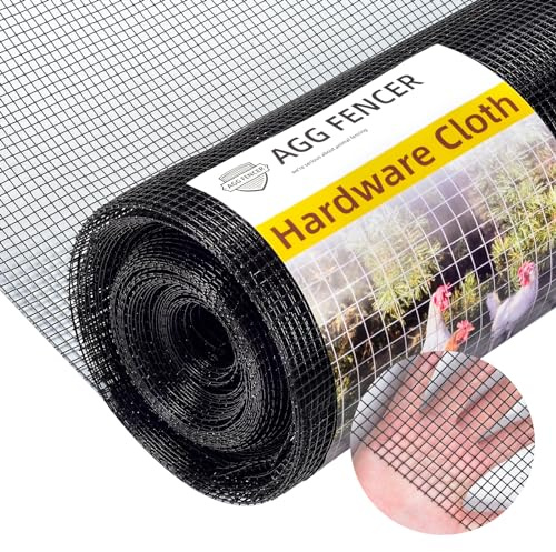 AggFencer 121,9 cm x 15,2 m PVC-Schwarz Maschendrahtzaun, 0,6mm Drahtstärk 6,3 x 6,3mm Maschengröße, Volierendraht, Drahtgitter, Vogeldraht