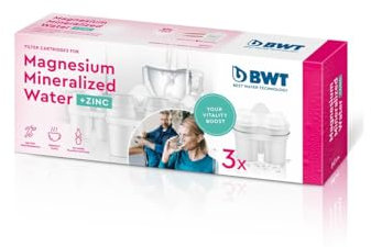 BWT Filterkartuschen ZINC & MAGNESIUM MINERALIZED WATER 3 Stück | Filterkartusche für Wasserfilter | Wasserfilterkartuschen | Filtert Kalk, Chlor, Blei & Kupfer | für Wasserhärte bis 14,9°dH geeignet